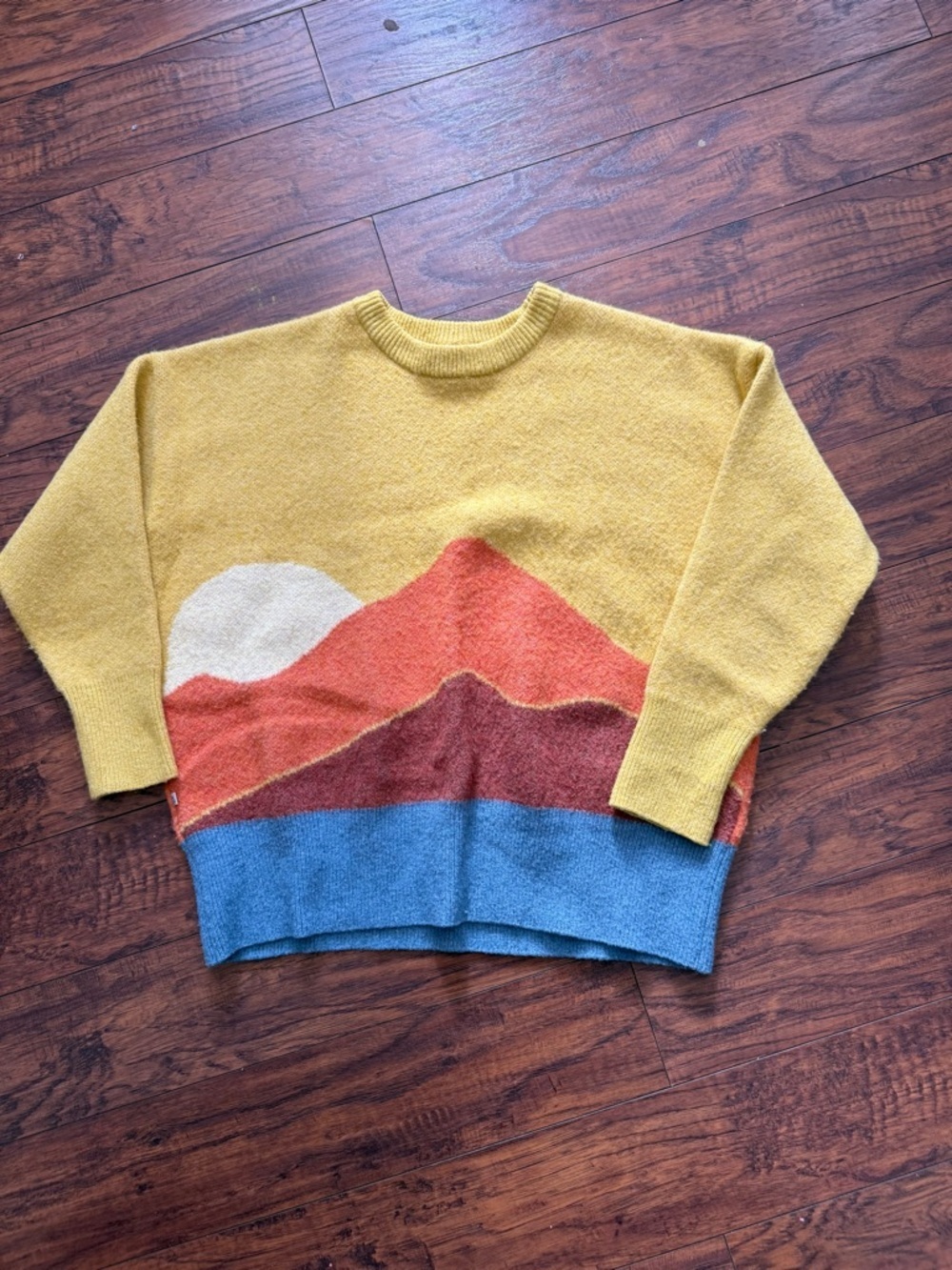 Passenger Women's Vista Knitted Jumper Yellow Mountain Crewneck Sweater | XS - Picture 4 of 7